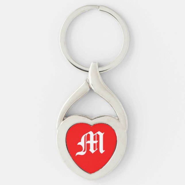 Porte-clés porte - clé du coeur rouge "M" (Devant)