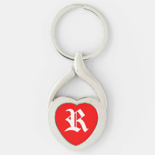 Porte-clés porte - clé du coeur rouge "R"