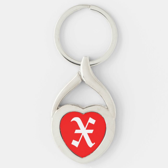 Porte-clés porte - clé du coeur rouge "X" (Devant)