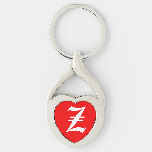 Porte-clés porte - clé du coeur rouge "Z" (Devant)