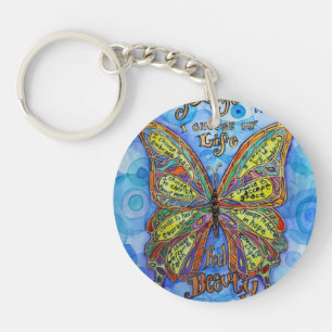 Porte-clés Porte - clé du diabète papillon arc-en-ciel (Art e