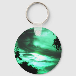 Porte-clés Porte - clé du lever de soleil nuageux vert