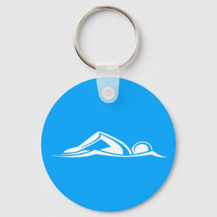 Porte-clés Porte - clé du logo de natation bleu