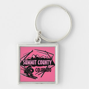 Porte-clés Porte - clé du logo de ski rose du comté de Summit