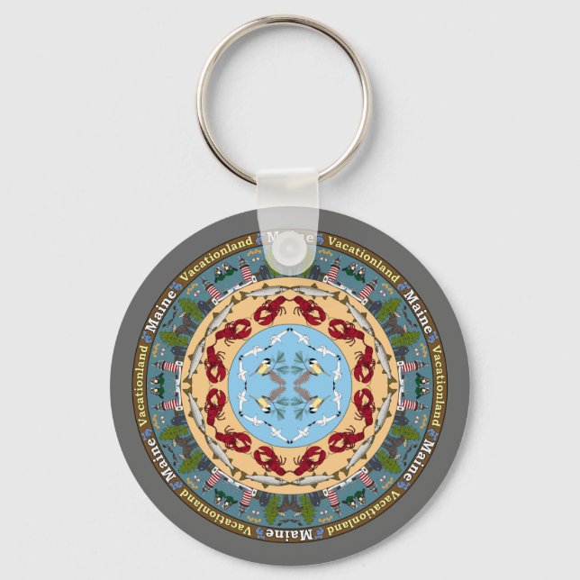 Porte-clés Porte - clé du Maine State Mandala (Recto)