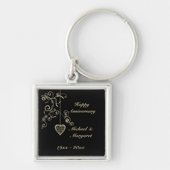 Porte-clés Porte - clé élégant d'anniversaire de mariage de (Devant)