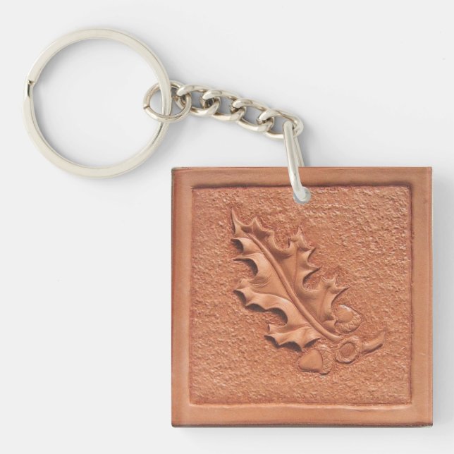 Porte-clés Porte - clé en cuir d'acrylique de feuille de (Devant)