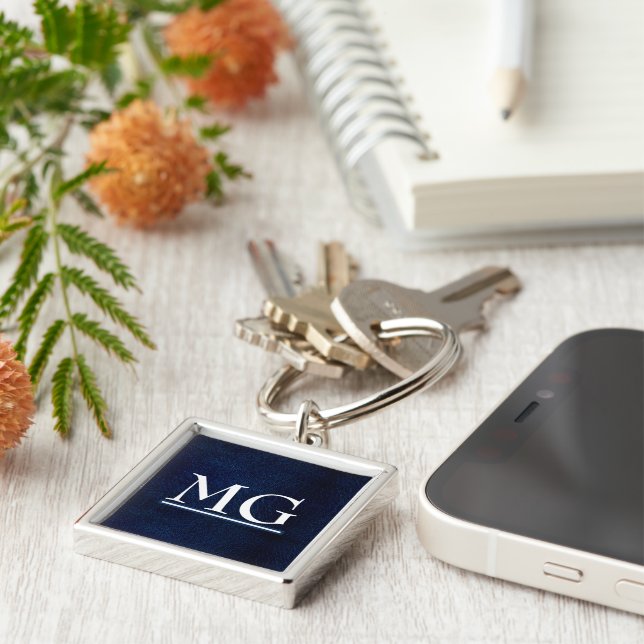 Porte-clés Porte - clé en cuir Monogram Navy Faux (Côté)