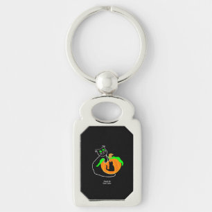 Porte-clés Porte - clé en métal du Citrouille de chat noir