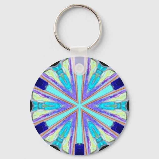 Porte-clés porte - clé étoile bleu à six bras (Recto)