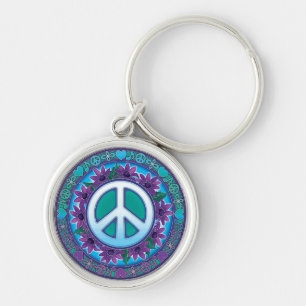 Porte-clés Porte - clé fleuri de signe de paix