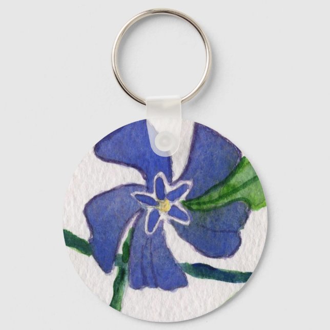 Porte-clés porte - clé floral "Blue Vinca" (Recto)