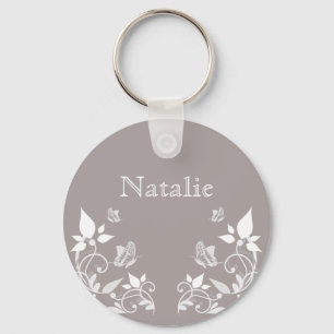 Porte-clés Porte - clé floral de papillon ivoire