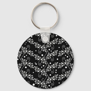 Porte-clés Porte - clé floral noir rétro