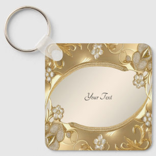Porte-clés Porte - clé Floral Orné Or