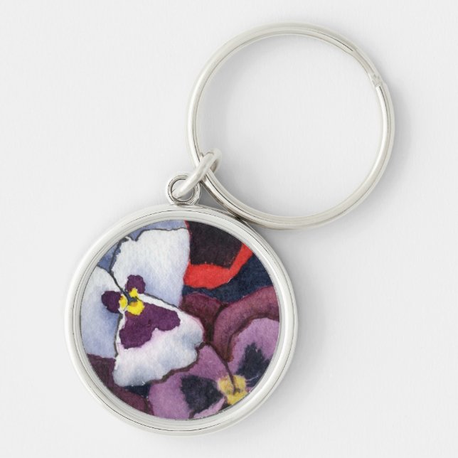 Porte-clés porte - clé floral "Pansy 2" (Devant)