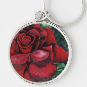 Porte-clés porte - clé floral "Rose rouge"