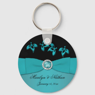 Porte-clés Porte - clé floral turquoise et noir