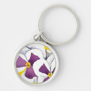 Porte-clés porte - clé floral "White Pansy"