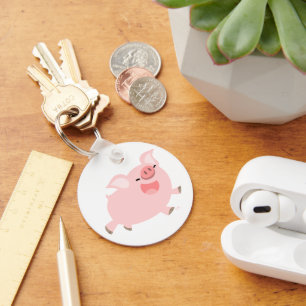 Porte-clés Porte - clé gai mignon de porc de bande dessinée