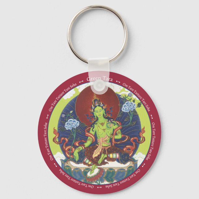 Porte-clés PORTE - CLÉ Green Tara - avec mantra (Recto)