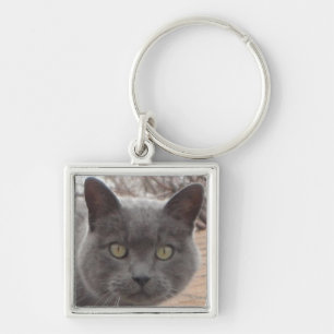 Porte-clés Porte - clé gris de toit de chat