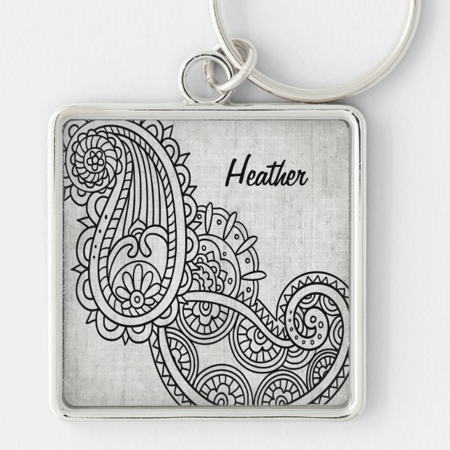 Porte-clés Porte - clé gris Mehndi Motif (Devant)