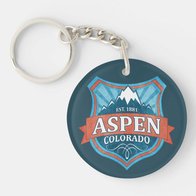Porte-clés Porte - clé grunge turquoise de bouclier d'Aspen (Devant)