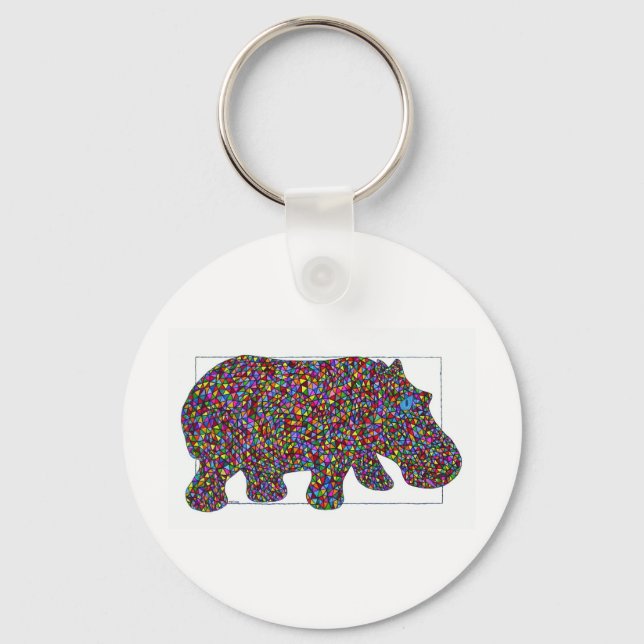 Porte-clés Porte - clé Hippo Hernando en verre teint (Recto)