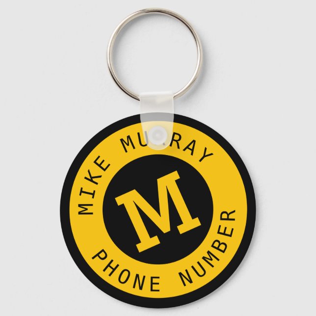 Porte-clés Porte - clé jaune avec monogramme (Recto)