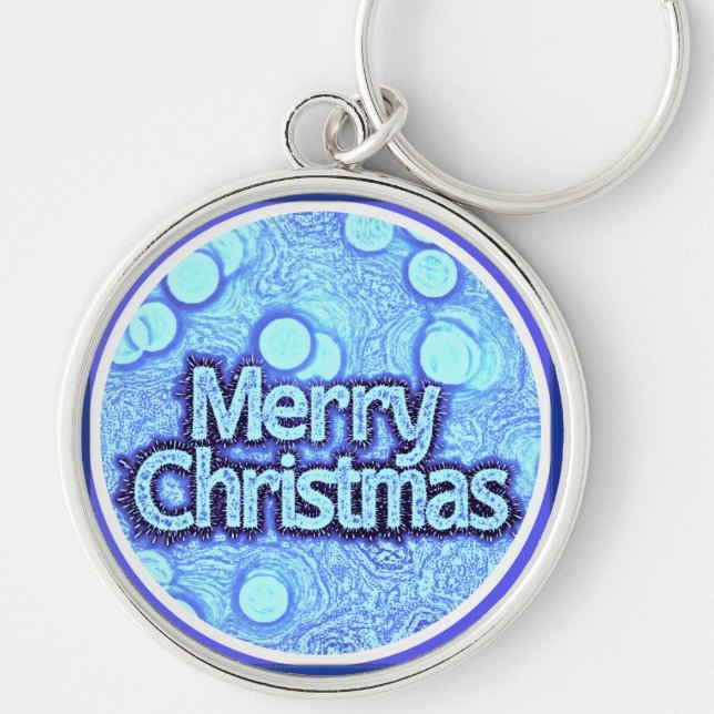 Porte-clés Porte - clé, Joyeux bleu de Noël élégant classique (Devant)