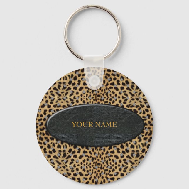Porte-clés Porte - clé Leopard Stone Ajouter Votre Nom (Recto)