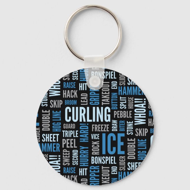 Porte-clés Porte - clé Lingo de curling - Bleu et Noir (Recto)