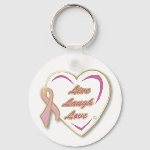 Porte-clés Porte - clé Live Laugh Love Pink ruban pin