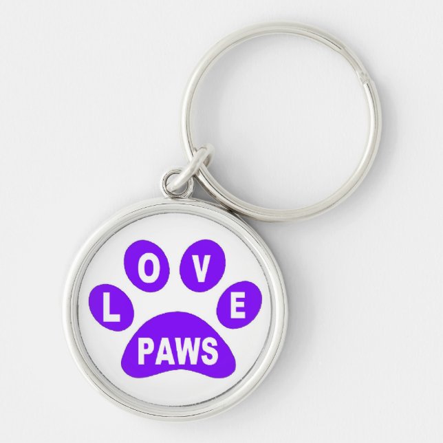 Porte-clés Porte - clé Love Paws on Paws Purple (Devant)