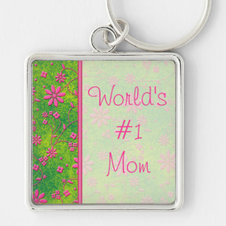 Porte-clés Porte - clé maman n°1 du monde rose chaud et vert
