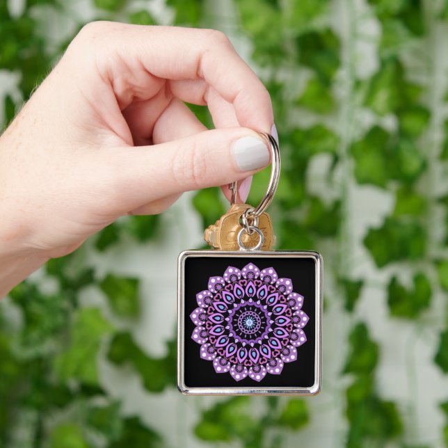Porte-clés Porte - clé Mandala Violet Et Bleu (main)