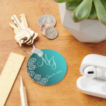 Porte - clé Mariage Damask Turquoise