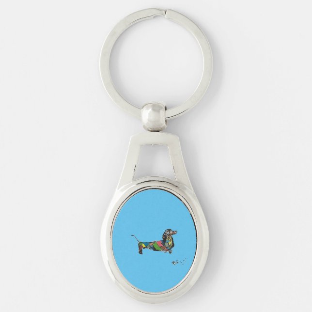 Porte-clés Porte - clé métallique avec Dachshund (Devant)
