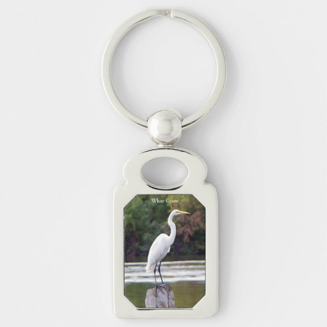 Porte-clés Porte - clé métallique de grue blanche (Devant)