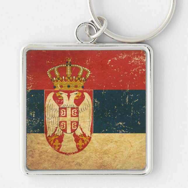 Porte-clés Porte - clé métallique du Drapeau de Serbie (Devant)