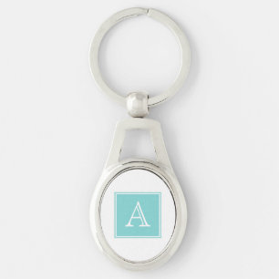 Porte-clés Porte - clé métallique Monogram Carré Turquoise
