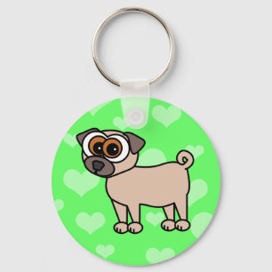 Porte-clés Porte - clé mignon de carlin - vert