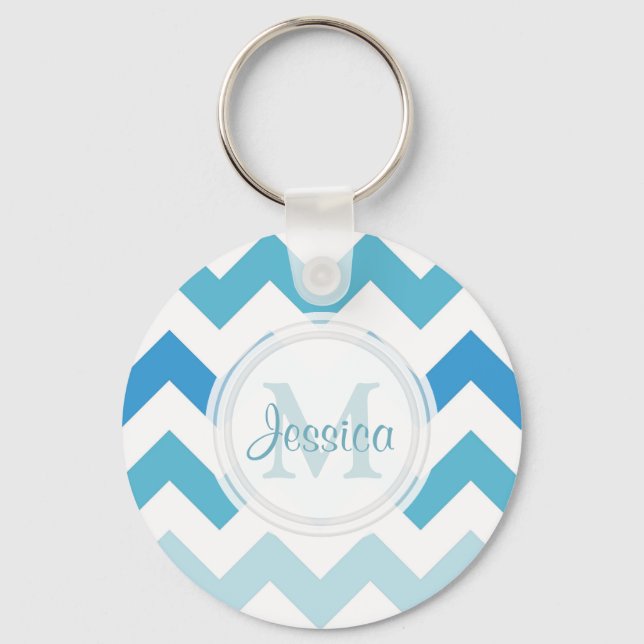 Porte-clés Porte - clé Monogram Sea Blue Chevron (Recto)