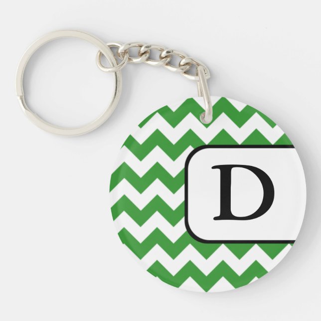 Porte-clés Porte - clé Monogramme Acrylique Chevron Vert (Devant)