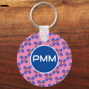 Porte-clés Porte - clé Monogramme bleu/rose