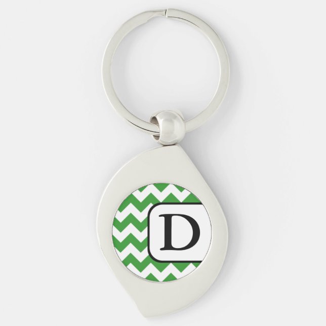 Porte-clés Porte - clé Monogramme Chevron Vert (Devant)