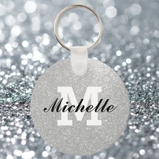 Porte-clés Porte - clé monogramme de parties scintillant arge (silvery keychain with monogram)