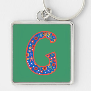 Porte-clés Porte - clé Monogramme G personnalisé, Ditsy Motif