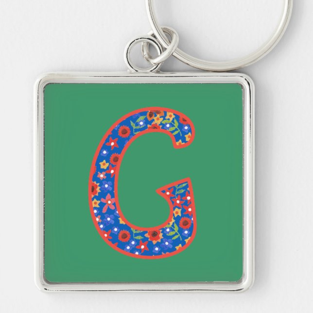 Porte-clés Porte - clé Monogramme G personnalisé, Ditsy Motif (Devant)